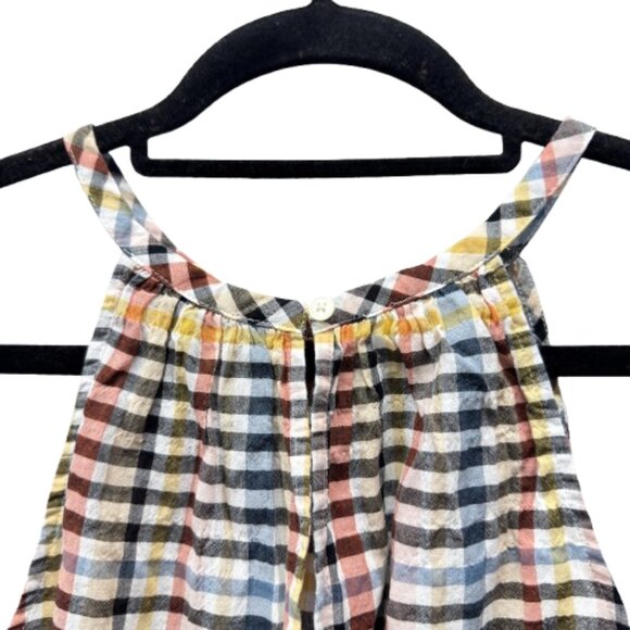 Loft Gingham Tiered Sleeveless Top, Size Small, Multicolor Seersucker Plaid - Picture 5 of 10